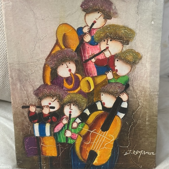 Canvas Oil Painting Musician Children by J.Roybal 10”x8” - Picture 2 of 9